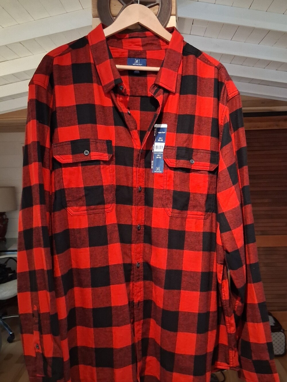 George Red Buffalo Plaid Button-Down flannel. 2XL
